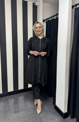 MissWhence Dikiş Detaylı Fermuarlı Kap SİYAH 