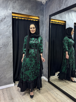 MissWhence Yandan Fırfırlı Elbise ZÜMRÜT - 1