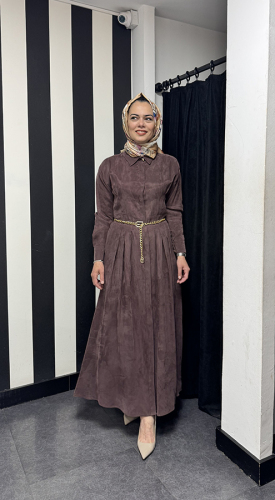 NiQozza Lilia İpek Elbise KAHVE - 2
