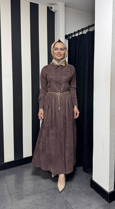 NiQozza Lilia İpek Elbise KAHVE - 2