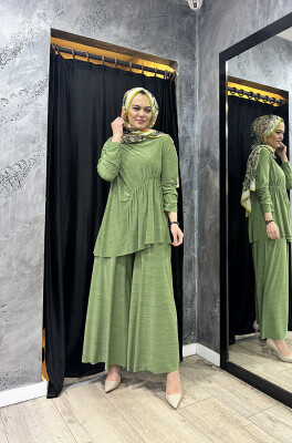 Noi Elenay Geniş Paça Pantolon Etek Açık Yeşil - 2