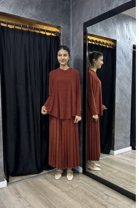 Noi Elenay Plisoley Pantolon Etek TABA - 5