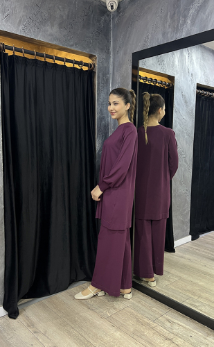 Nuss Balon Kollu Basic Tunik BORDO - 4