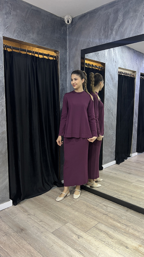 Nuss Önü Kısa Arkası Uzun Basic Tunik BORDO 