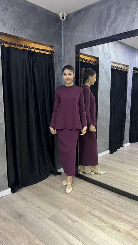 Nuss Önü Kısa Arkası Uzun Basic Tunik BORDO - 2