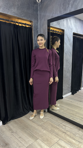 Nuss Önü Kısa Arkası Uzun Basic Tunik BORDO - 3