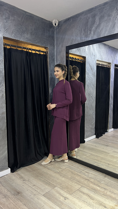 Nuss Önü Kısa Arkası Uzun Basic Tunik BORDO - 4