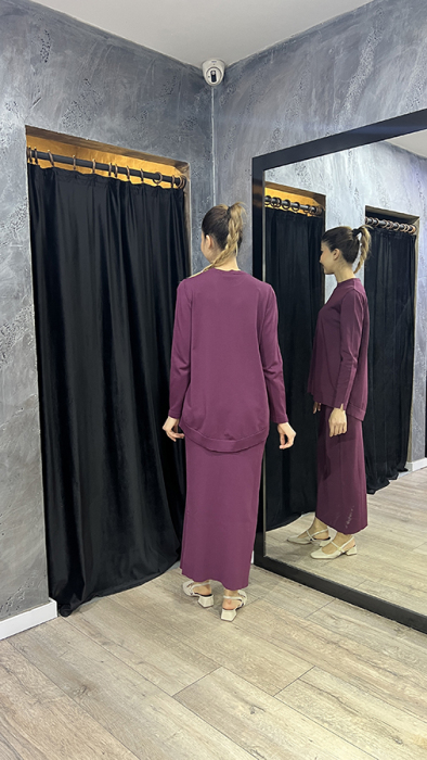 Nuss Önü Kısa Arkası Uzun Basic Tunik BORDO - 5