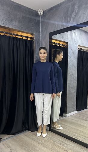 Nuss Önü Kısa Arkası Uzun Basic Tunik LACİVERT - 4