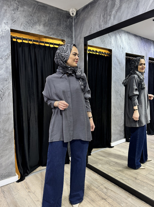 Nuss Oversize Gömlek ANTRASİT - 3