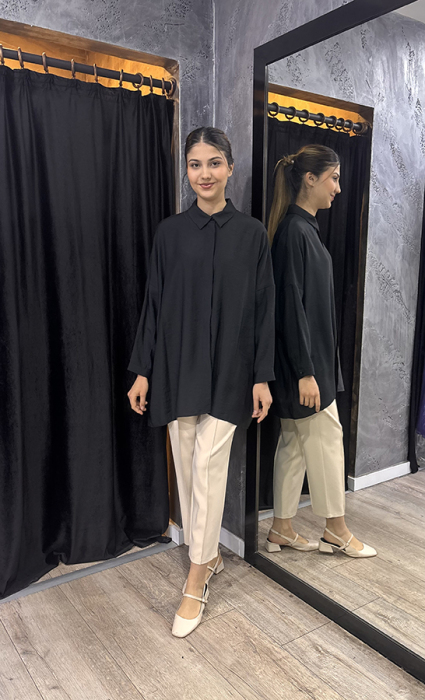 Nuss Oversize Gömlek SİYAH - 4