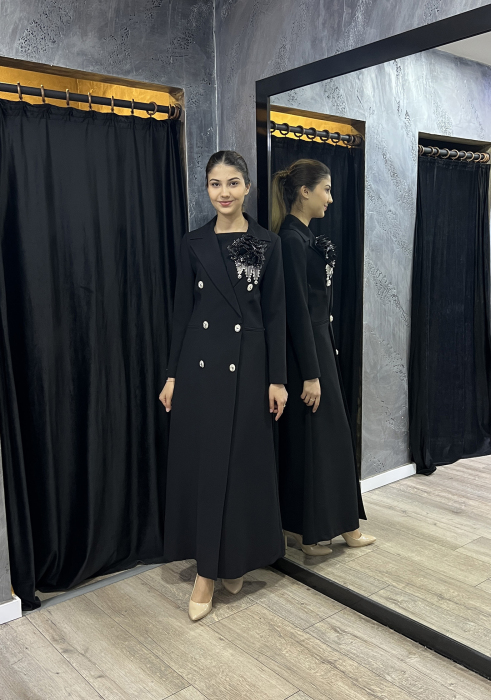 Senna Design Rose Stone Dress SİYAH - 5