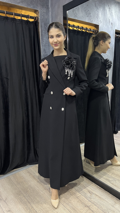Senna Rose Stone Dress SİYAH - 1
