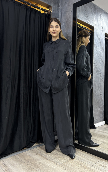Si Design Cepli Cupro Pantolon SİYAH - 2