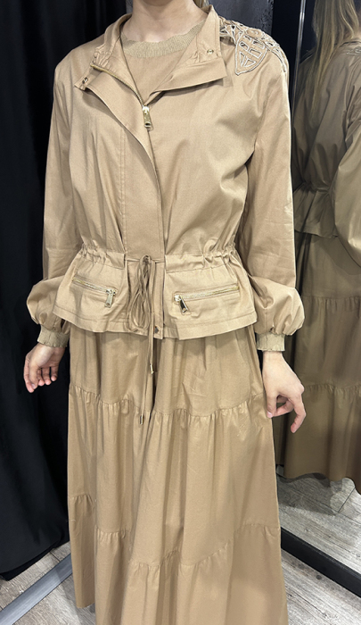 Si Desing Kolsuz Kat Kat Elbise CAMEL - 2