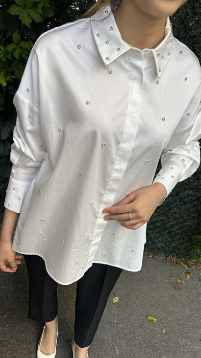 Si Desing Taşlı Gömlek White - 3