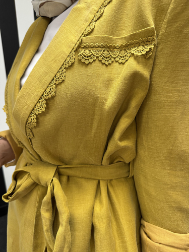 Vuu Etamin Dikişli Keten Pantolon olive - 5