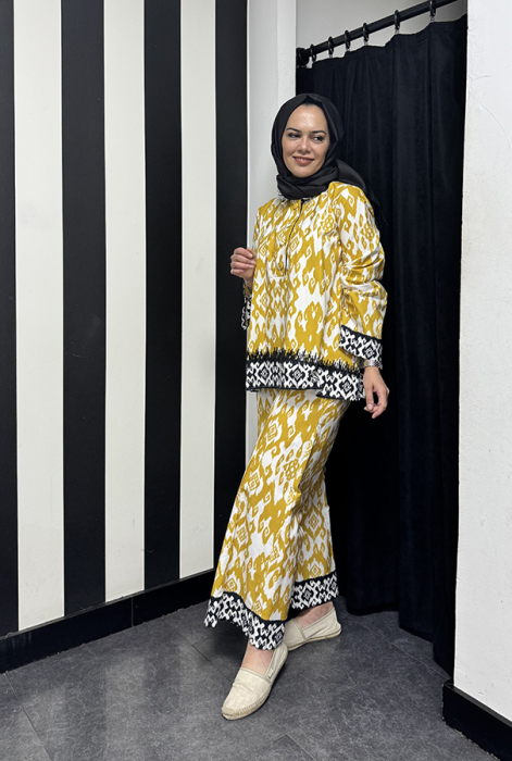 Vuu Etnik Baskılı Pantolon SARI - 1