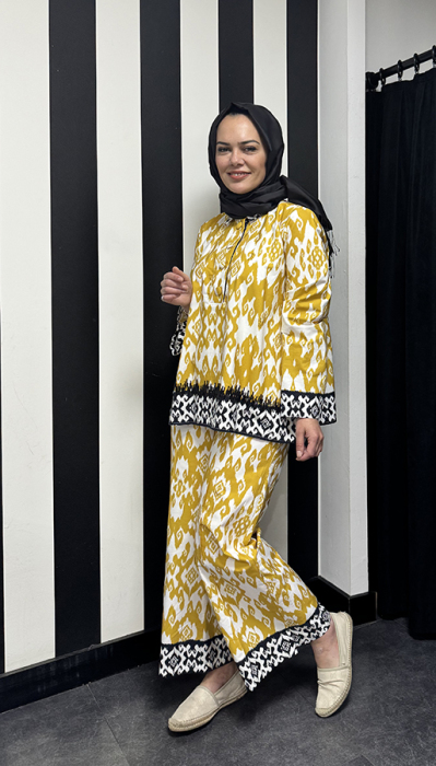 Vuu Etnik Baskılı Pantolon SARI - 3
