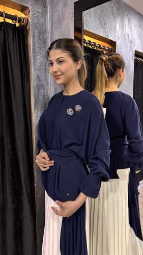 Vuu Ön Belden Bağlamalı Bluz LACİVERT - 6