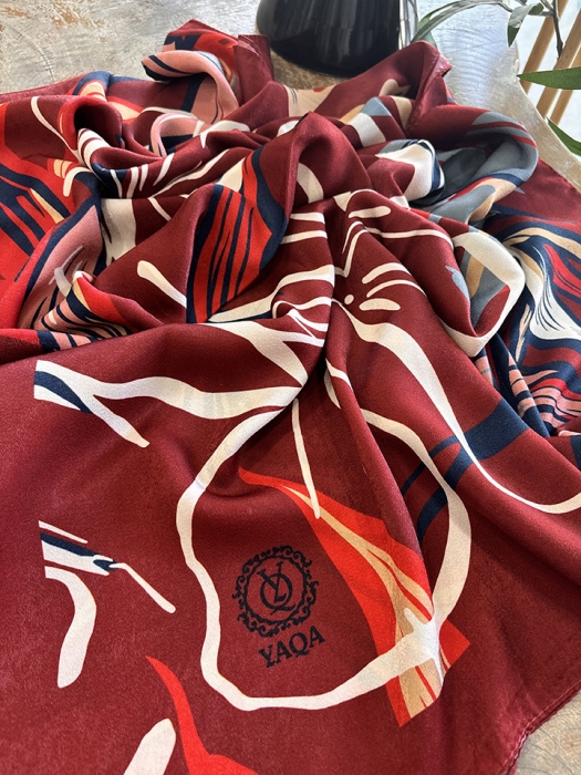 YaQa Blossem Premium Şal BORDO - 3