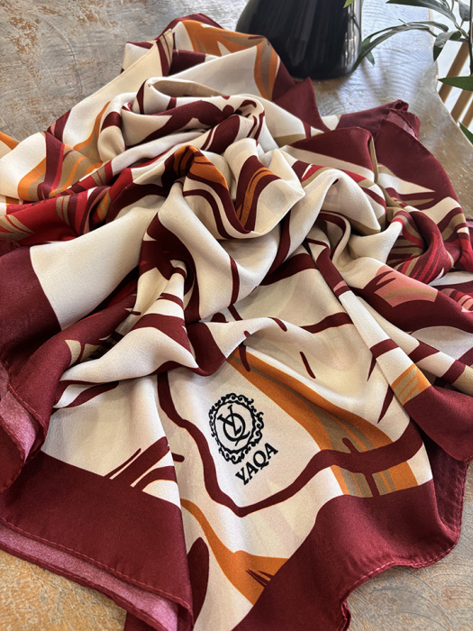 YaQa Blossem Premium Şal Bordo/Beyaz - 3