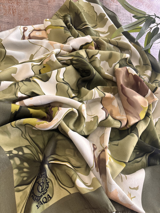 YaQa Flower Premium Şal HAKİ - 1