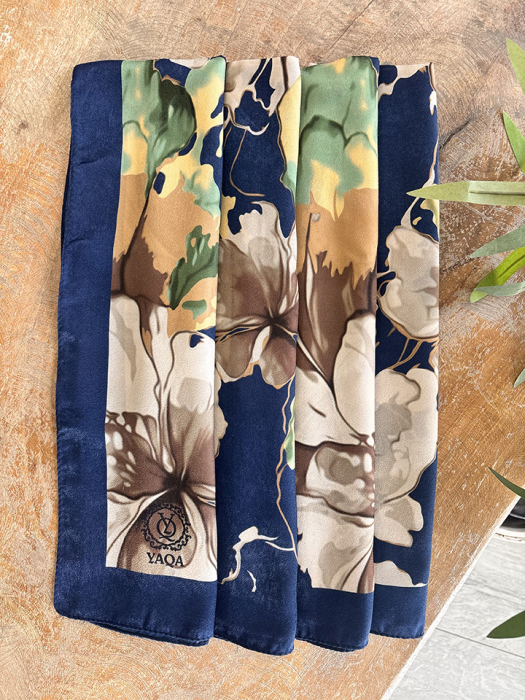 YaQa Flower Premium Şal Lacivert/Vizon - 3