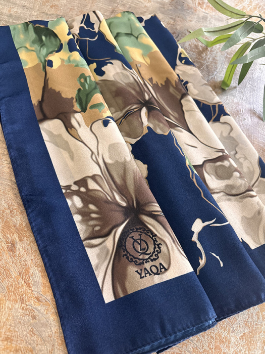 YaQa Flower Premium Şal Lacivert/Vizon - 4