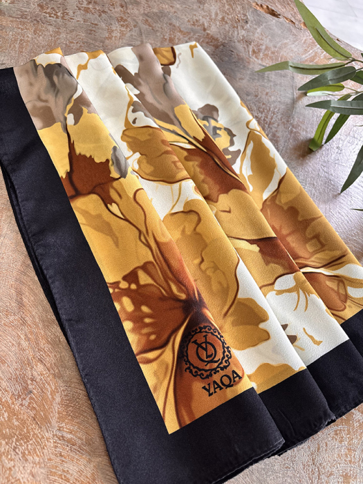 YaQa Flower Premium Şal Siyah Bej - 2