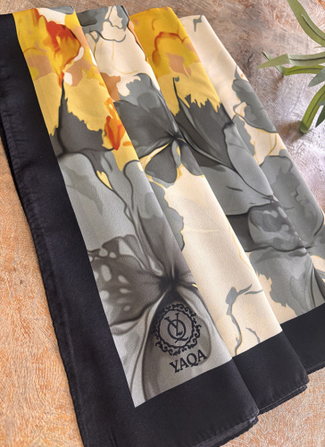 YaQa Flower Premium Şal SİYAH-GOLD - 2