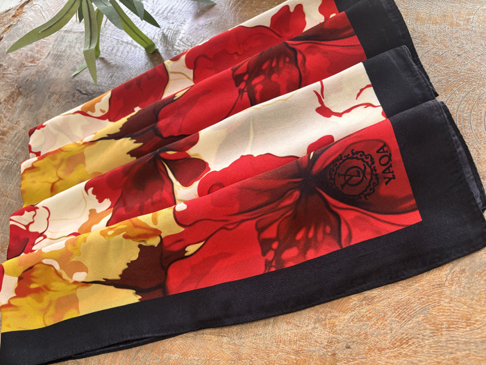 YaQa Flower Premium Şal SİYAH KIRMIZI - 2