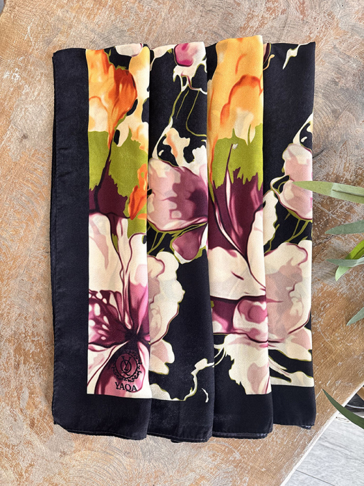 YaQa Flower Premium Şal SİYAH - 1