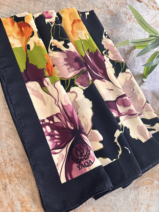 YaQa Flower Premium Şal SİYAH - 2