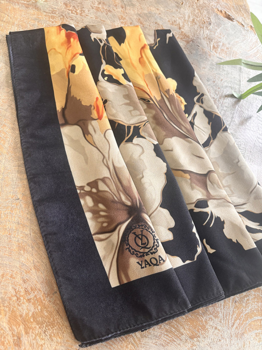 YaQa Flower Premium Şal SİYAH VİZON - 2