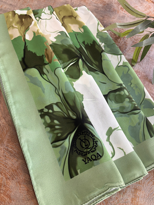 YaQa Flower Premium Şal YEŞİL - 2
